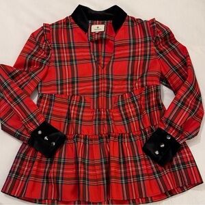 Tuckernuck Plaid Red  Shirt with black velvet cuffs